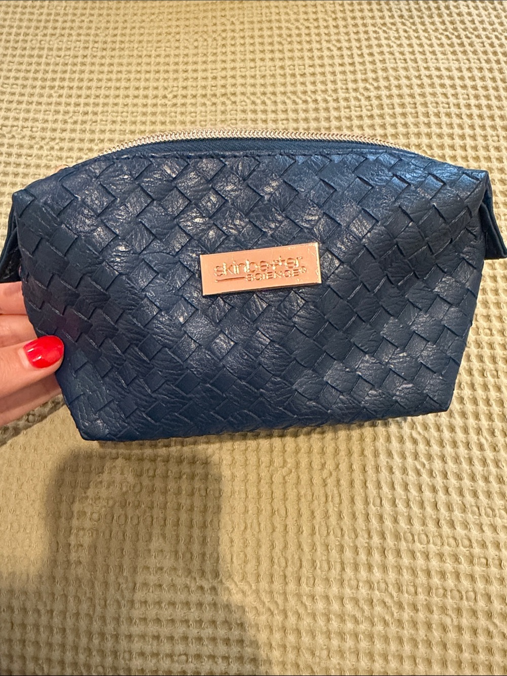 Skinbetter Science Navy Woven Cosmetic Pouch